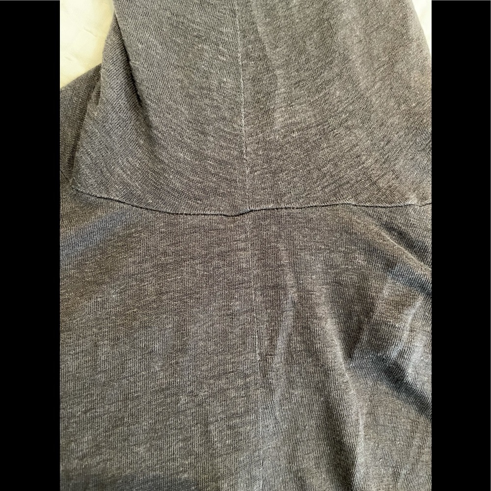 Eileen Fisher Charcoal Gray Long V-Neck Linen Dress - Picture 7 of 8